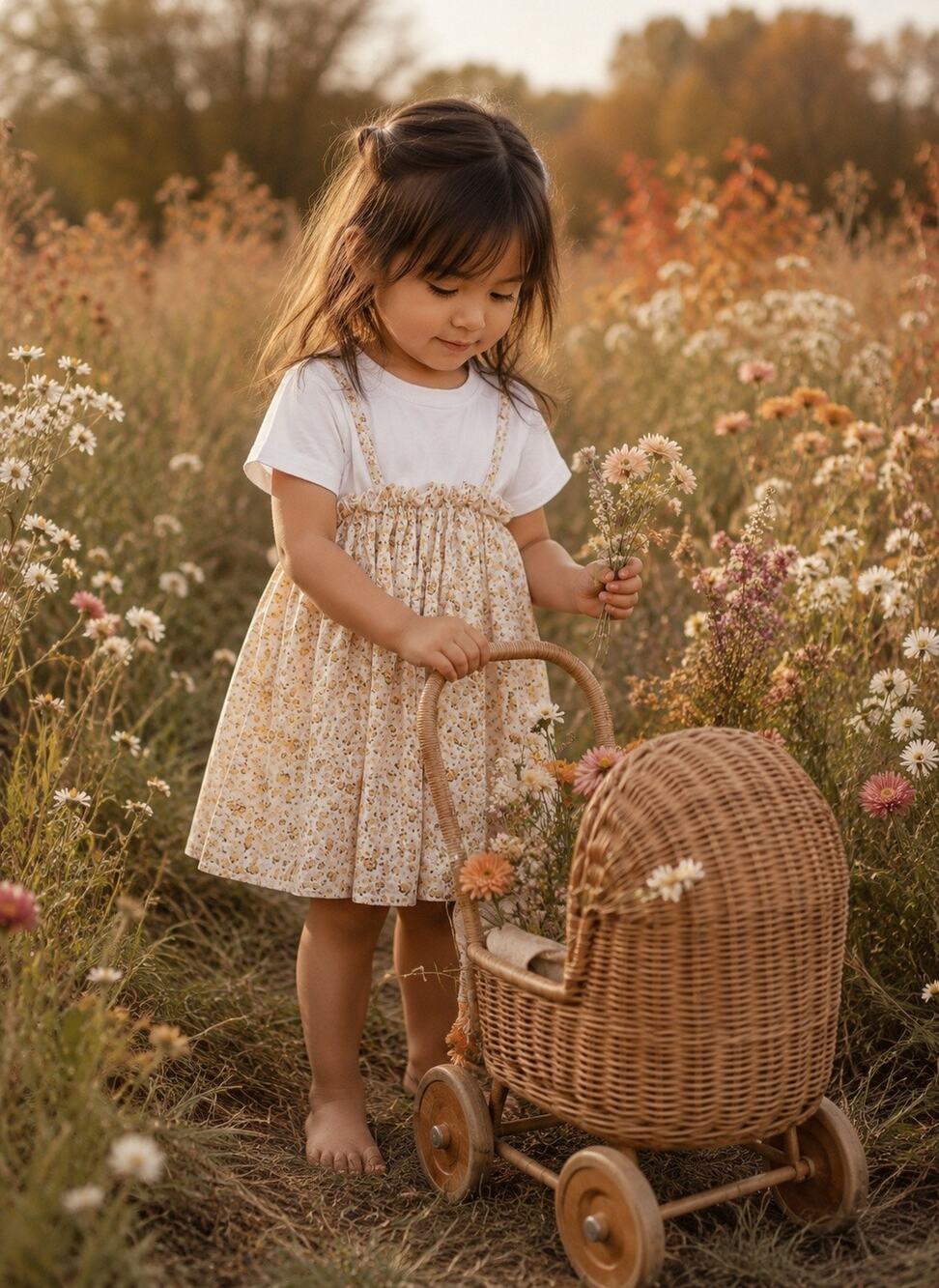 New Golden Floral Flowy Layered Twofer Floaty Tee Dress 3T/4T